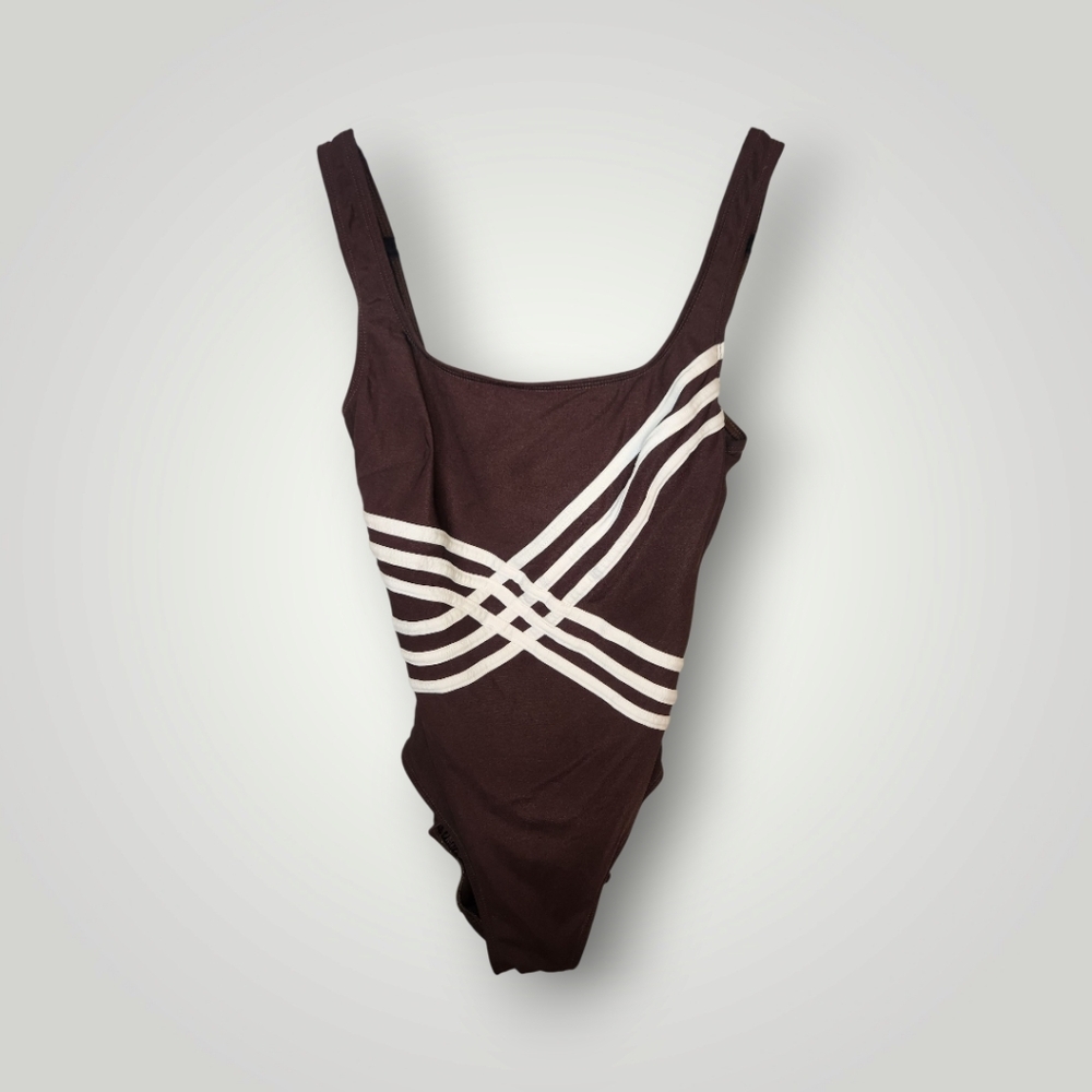 Robby Len Brown and White One Piece Swimsuit size 10